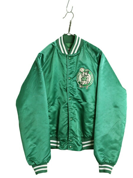 80s USA製 セルティックス ナイロン サテン スタジャン メンズ M / ヴィンテージ NBA オフィシャル 中綿 キルティング ライナー ジャンパー