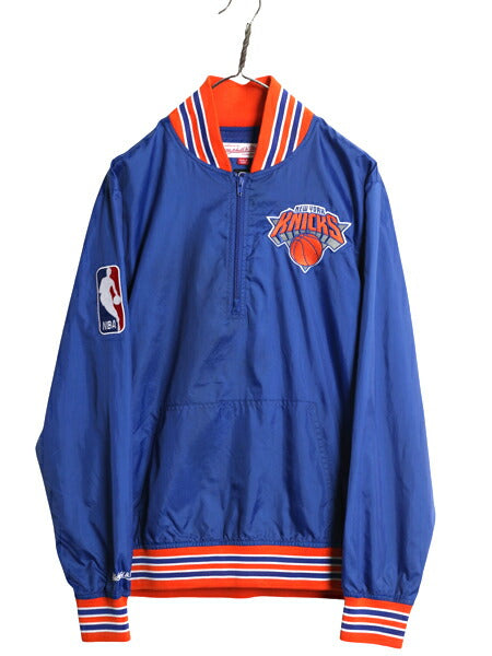 ニックス ナイロン ナイロン ジャケット メンズ S 古着 NBA オフィシャル ミッチェルアンドネス ハーフジップ プルオーバー ウォームアップ