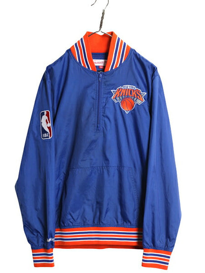 ニックス ナイロン ナイロン ジャケット メンズ S 古着 NBA オフィシャル ミッチェルアンドネス ハーフジップ プルオーバー ウォームアップ