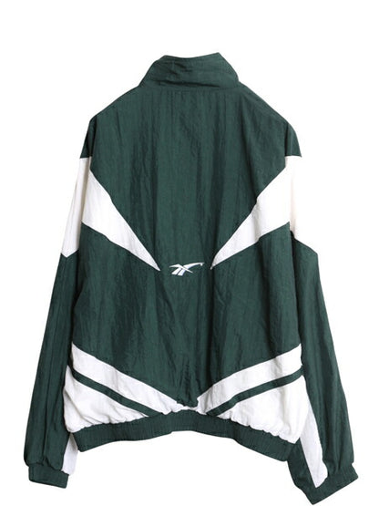 90s リーボック フルジップ ナイロン トラック ジャケット メンズ M / オールド ウインドブレーカー シャカシャカ ハイネック ワンポイント