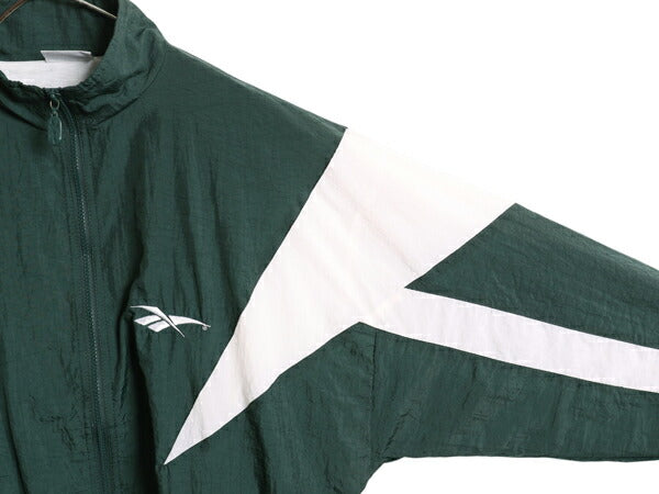 90s リーボック フルジップ ナイロン トラック ジャケット メンズ M / オールド ウインドブレーカー シャカシャカ ハイネック ワンポイント