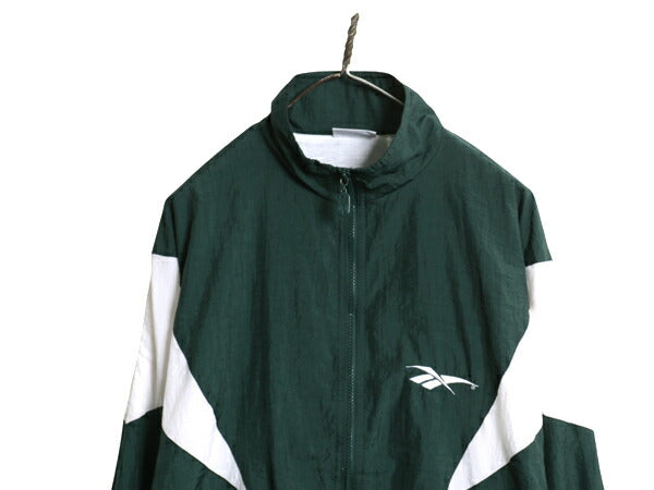 90s リーボック フルジップ ナイロン トラック ジャケット メンズ M / オールド ウインドブレーカー シャカシャカ ハイネック ワンポイント