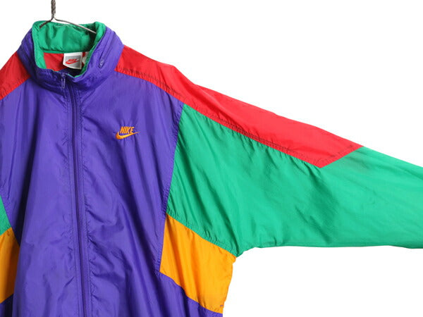 90s ナイキ フルジップ ナイロン ジャケット メンズ XL / 初期 銀タグ オールド 大きいサイズ スウッシュ ウインドブレーカー ジャンパー
