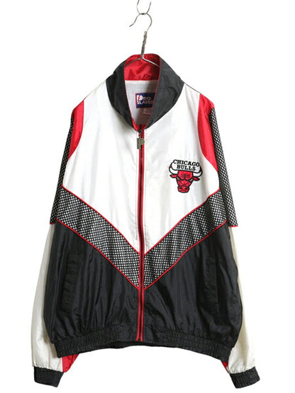 90s ブルズ フルジップ ナイロン ジャケット メンズ XL / オールド NBA オフィシャル バスケ マイケル ジョーダン スタジャン 大きいサイズ