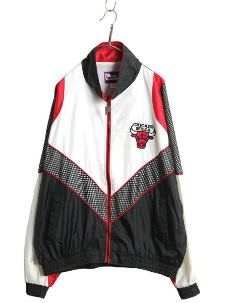 90s ブルズ フルジップ ナイロン ジャケット メンズ XL / オールド NBA オフィシャル バスケ マイケル ジョーダン スタジャン 大きいサイズ