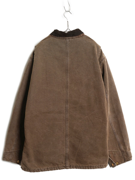 90s USA製 ★ カーハート チョア コート メンズ XL 程 ダック カバーオール ジャケット ブランケット ライナー付き ブルゾン 廃盤 ブラウン