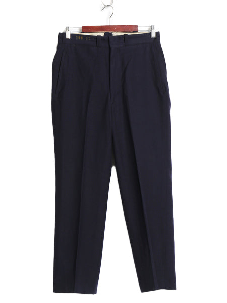 60s ★ ノータック ウール ギャバジン スラックス パンツ 実寸 30 28 程/ 古着 ヴィンテージ ジッパーフライ ストレート ボトムス ネイビー