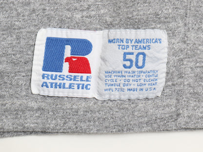 90s USA製 ラッセル 無地 半袖 Tシャツ メンズ XXL 程/ 古着 オールド ヘビーウェイト シングルステッチ ブランク 大きいサイズ 霜降り 灰