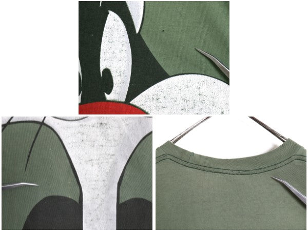 90s ワーナー シルベスター プリント 半袖 Tシャツ メンズ M レディース L 程 オールド キャラクター シングルステッチ ルーニーテューンズ
