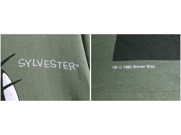 90s ワーナー シルベスター プリント 半袖 Tシャツ メンズ M レディース L 程 オールド キャラクター シングルステッチ ルーニーテューンズ