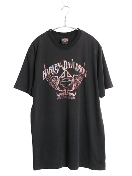 00s USA製 ハーレー ダビッドソン 両面 プリント Tシャツ メンズ L / オールド オフィシャル イラスト バイク イーグル ヘビーウェイト 黒