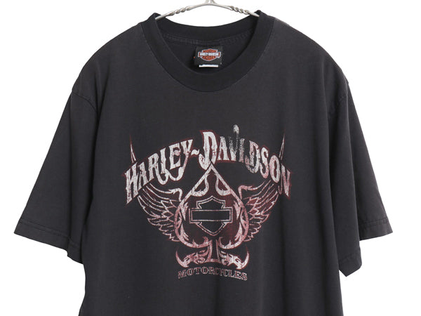 00s USA製 ハーレー ダビッドソン 両面 プリント Tシャツ メンズ L / オールド オフィシャル イラスト バイク イーグル ヘビーウェイト 黒