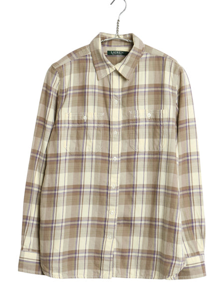 ローレン ラルフローレン チェック 長袖 フランネル シャツ レディース S / マチ付き ワーク ヴィンテージ モデル ネルシャツ 長袖シャツ 