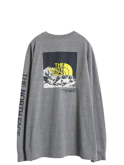 ノースフェイス 3面 プリント 長袖 Tシャツ メンズ XXL / ロンT 刺繍 グラフィック バックプリント 袖プリント カットソー 大きいサイズ 灰