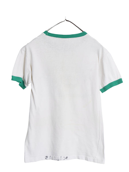 60s USA製 ランタグ チャンピオン 3段 プリント リンガー Tシャツ レディース S 小さめ / ヴィンテージ カレッジ 100% コットン ツートン
