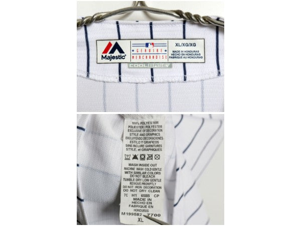 ヤンキース ベースボール シャツ メンズ XL / MLB オフィシャル マジェスティック ユニフォーム 大リーグ 大きいサイズ 重ね着 半袖シャツ