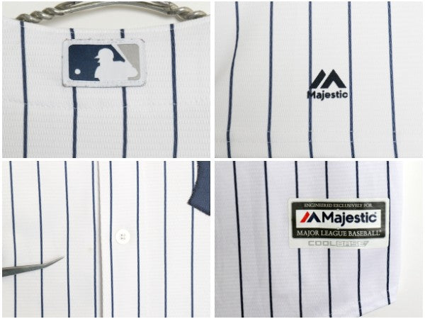 ヤンキース ベースボール シャツ メンズ XL / MLB オフィシャル マジェスティック ユニフォーム 大リーグ 大きいサイズ 重ね着 半袖シャツ