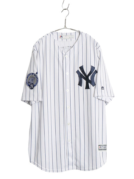 ヤンキース ベースボール シャツ メンズ XL / MLB オフィシャル マジェスティック ユニフォーム 大リーグ 大きいサイズ 重ね着 半袖シャツ