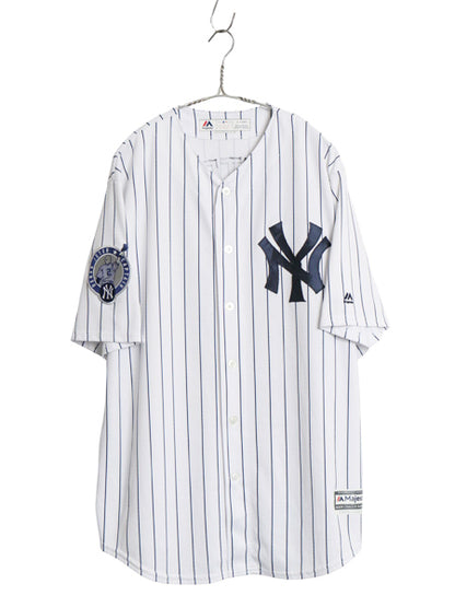 ヤンキース ベースボール シャツ メンズ XL / MLB オフィシャル マジェスティック ユニフォーム 大リーグ 大きいサイズ 重ね着 半袖シャツ