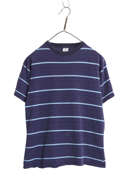 70s 80s SCENES ボーダー 半袖 Tシャツ メンズ レディース S 程 古着 ヴィンテージ サーフ シングルステッチ 100% コットン ヘビーウェイト