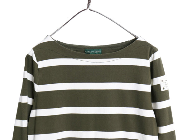 00s ラルフローレン ボーダー Tシャツ ワンピース レディース M 古着 オールド ポロ 7分丈 ひざ丈 レースアップスリーブ コットン きれいめ