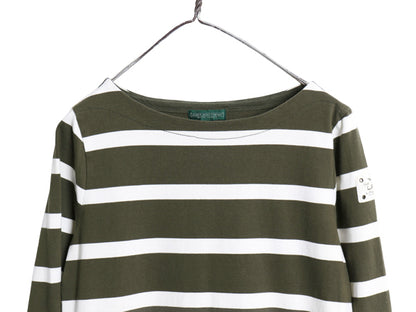 00s ラルフローレン ボーダー Tシャツ ワンピース レディース M 古着 オールド ポロ 7分丈 ひざ丈 レースアップスリーブ コットン きれいめ