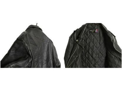 80s USA製 ★ ショット 本革 レザー ダブル ライダース ジャケット 44 メンズ L / 古着 ヴィンテージ 革ジャン バイク ブルゾン ブラック