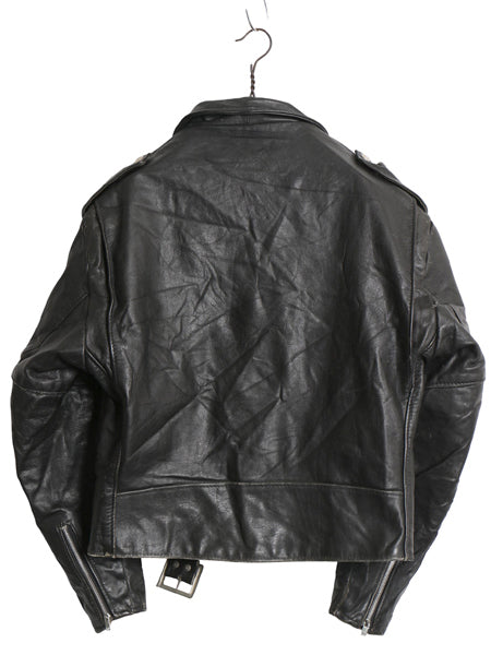 80s USA製 ★ ショット 本革 レザー ダブル ライダース ジャケット 44 メンズ L / 古着 ヴィンテージ 革ジャン バイク ブルゾン ブラック