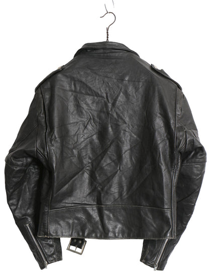 80s USA製 ★ ショット 本革 レザー ダブル ライダース ジャケット 44 メンズ L / 古着 ヴィンテージ 革ジャン バイク ブルゾン ブラック