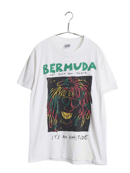 90s USA製 ラスタ アート イラスト 両面 プリント Tシャツ メンズ M / オールド グラフィック バンド シングルステッチ ヘビーウェイト 白