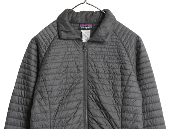 パタゴニア 中綿 キルティング ナイロン ロング コート レディース M 13年製 アウトドア ライナー ジャケット フルジップ ジャンパー 濃灰