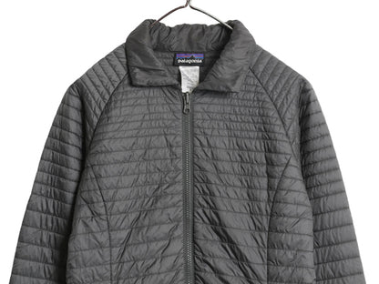 パタゴニア 中綿 キルティング ナイロン ロング コート レディース M 13年製 アウトドア ライナー ジャケット フルジップ ジャンパー 濃灰