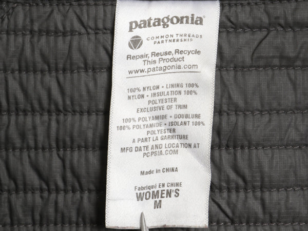 パタゴニア 中綿 キルティング ナイロン ロング コート レディース M 13年製 アウトドア ライナー ジャケット フルジップ ジャンパー 濃灰
