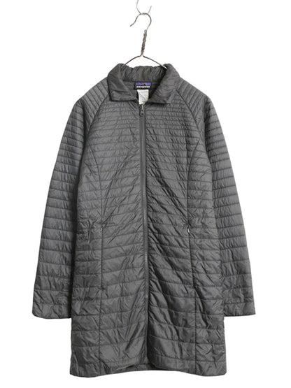 パタゴニア 中綿 キルティング ナイロン ロング コート レディース M 13年製 アウトドア ライナー ジャケット フルジップ ジャンパー 濃灰