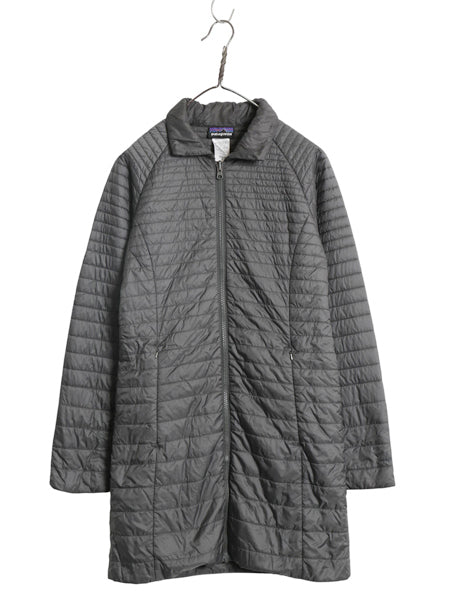 パタゴニア 中綿 キルティング ナイロン ロング コート レディース M 13年製 アウトドア ライナー ジャケット フルジップ ジャンパー 濃灰