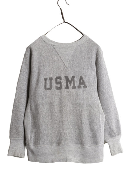 80s ★ チャンピオン リバースウィーブ USMA プリント スウェット トレーナー メンズ S ヴィンテージ USA製 軍物 ミリタリー 前V 染込み 灰