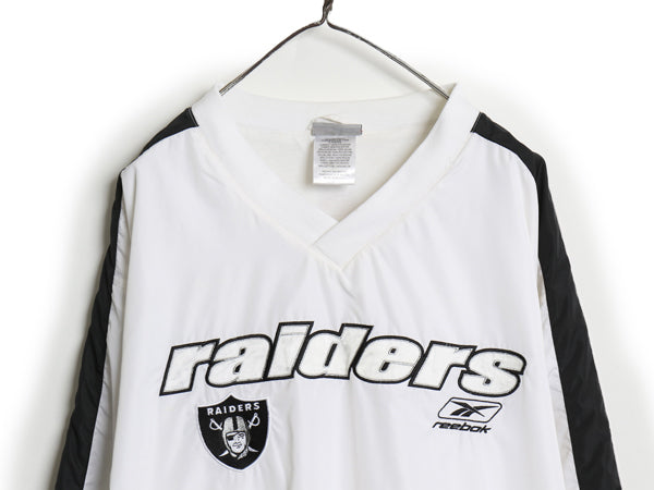 00s レイダース ナイロン ジャケット メンズ L / オールド NFL オフィシャル リーボック アメフト プルオーバー ウォームアップ ジャンパー