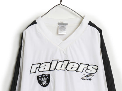 00s レイダース ナイロン ジャケット メンズ L / オールド NFL オフィシャル リーボック アメフト プルオーバー ウォームアップ ジャンパー