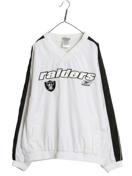 00s レイダース ナイロン ジャケット メンズ L / オールド NFL オフィシャル リーボック アメフト プルオーバー ウォームアップ ジャンパー