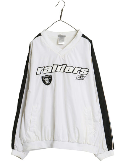 00s レイダース ナイロン ジャケット メンズ L / オールド NFL オフィシャル リーボック アメフト プルオーバー ウォームアップ ジャンパー