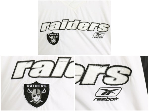 00s レイダース ナイロン ジャケット メンズ L / オールド NFL オフィシャル リーボック アメフト プルオーバー ウォームアップ ジャンパー