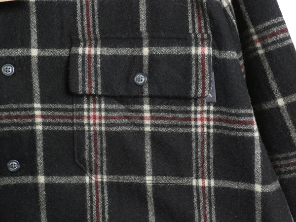 デッドストック ウールリッチ チェック 長袖 シャツ メンズ XL 新品 ウール 長袖シャツ ポケット付き カジュアル シンプル 大きいサイズ 黒