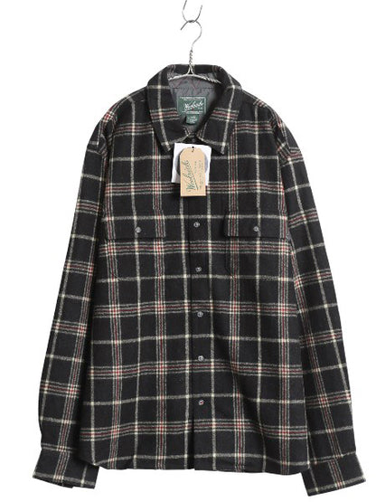 デッドストック ウールリッチ チェック 長袖 シャツ メンズ XL 新品 ウール 長袖シャツ ポケット付き カジュアル シンプル 大きいサイズ 黒