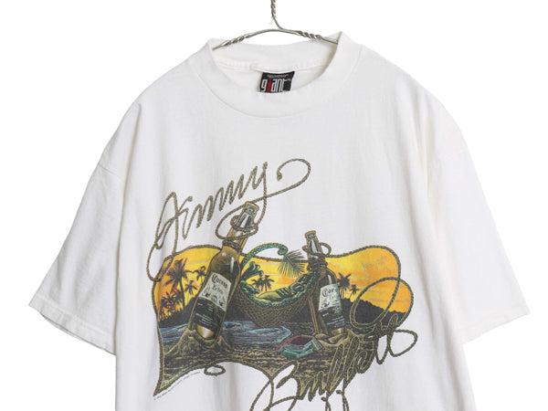 90s ジミー バフェット ツアー 両面 イラスト プリント Tシャツ メンズ XL / オールド バンド ロック コロナ ビール GIANT 白 大きいサイズ