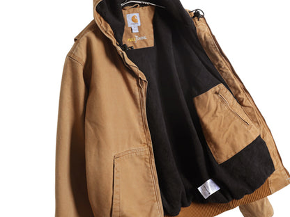 US企画 カーハート フルスイング アームストロング アクティブ ジャケット メンズ M / ダック パーカー フリース ライナー付き ワーク 茶