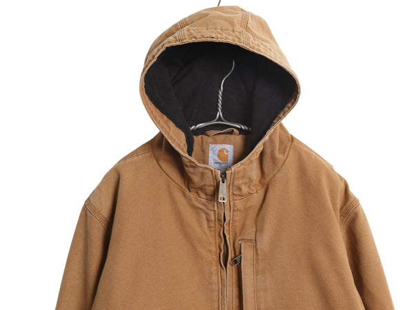 US企画 カーハート フルスイング アームストロング アクティブ ジャケット メンズ M / ダック パーカー フリース ライナー付き ワーク 茶