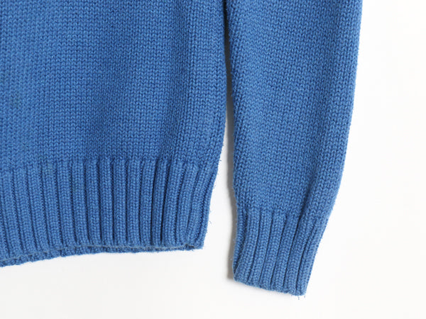90s ポロ ラルフローレン コットン ニット セーター キッズ M レディース XS 程 古着 オールド クルーネック リブ編み ワンポイント ポニー