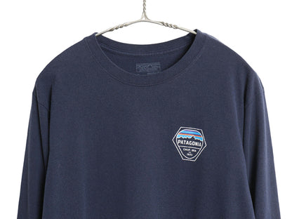 パタゴニア 両面 プリント 長袖 Tシャツ メンズ L / 17年製 アウトドア ロンT ロングスリーブ グラフィック バックプリント カットソー 紺