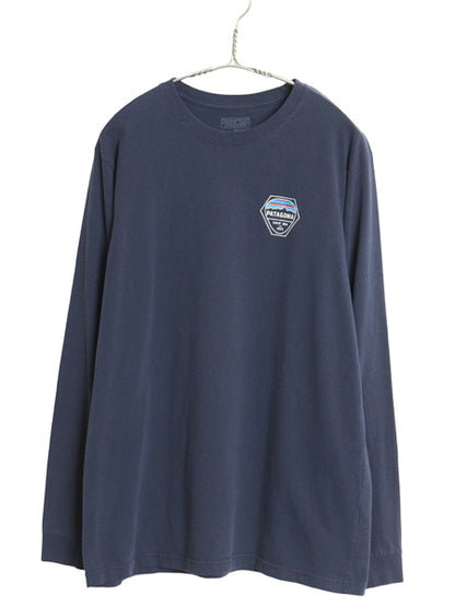 パタゴニア 両面 プリント 長袖 Tシャツ メンズ L / 17年製 アウトドア ロンT ロングスリーブ グラフィック バックプリント カットソー 紺