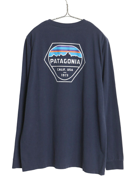 パタゴニア 両面 プリント 長袖 Tシャツ メンズ L / 17年製 アウトドア ロンT ロングスリーブ グラフィック バックプリント カットソー 紺